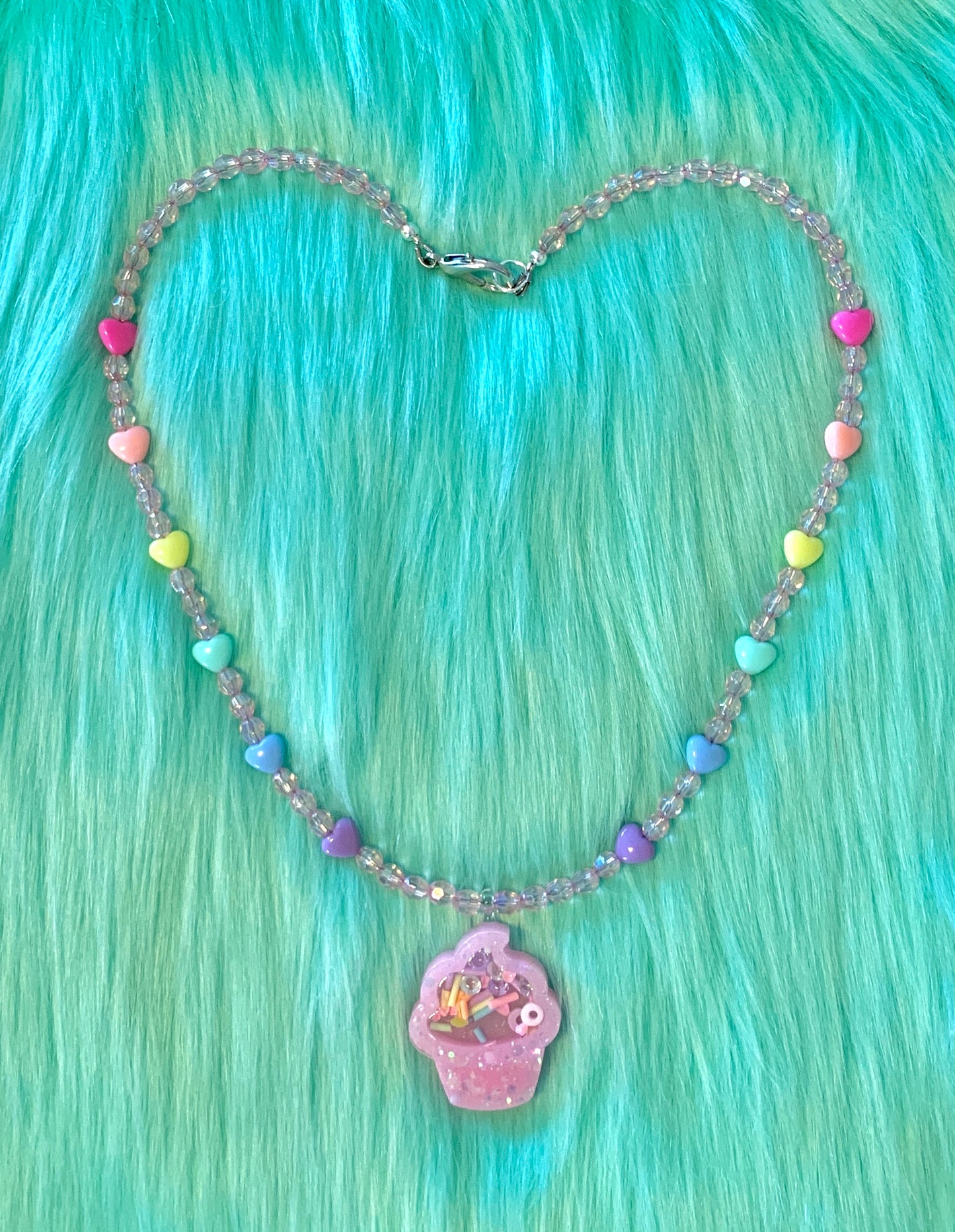 Kawaii Pink Cupcake Shaker Necklace