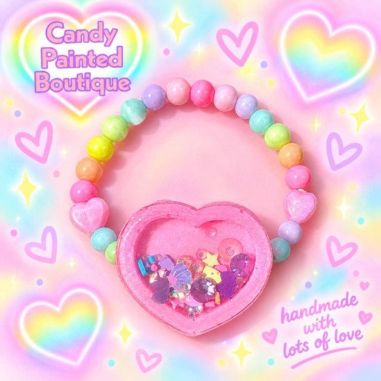Pink Heart Shaker Bracelet