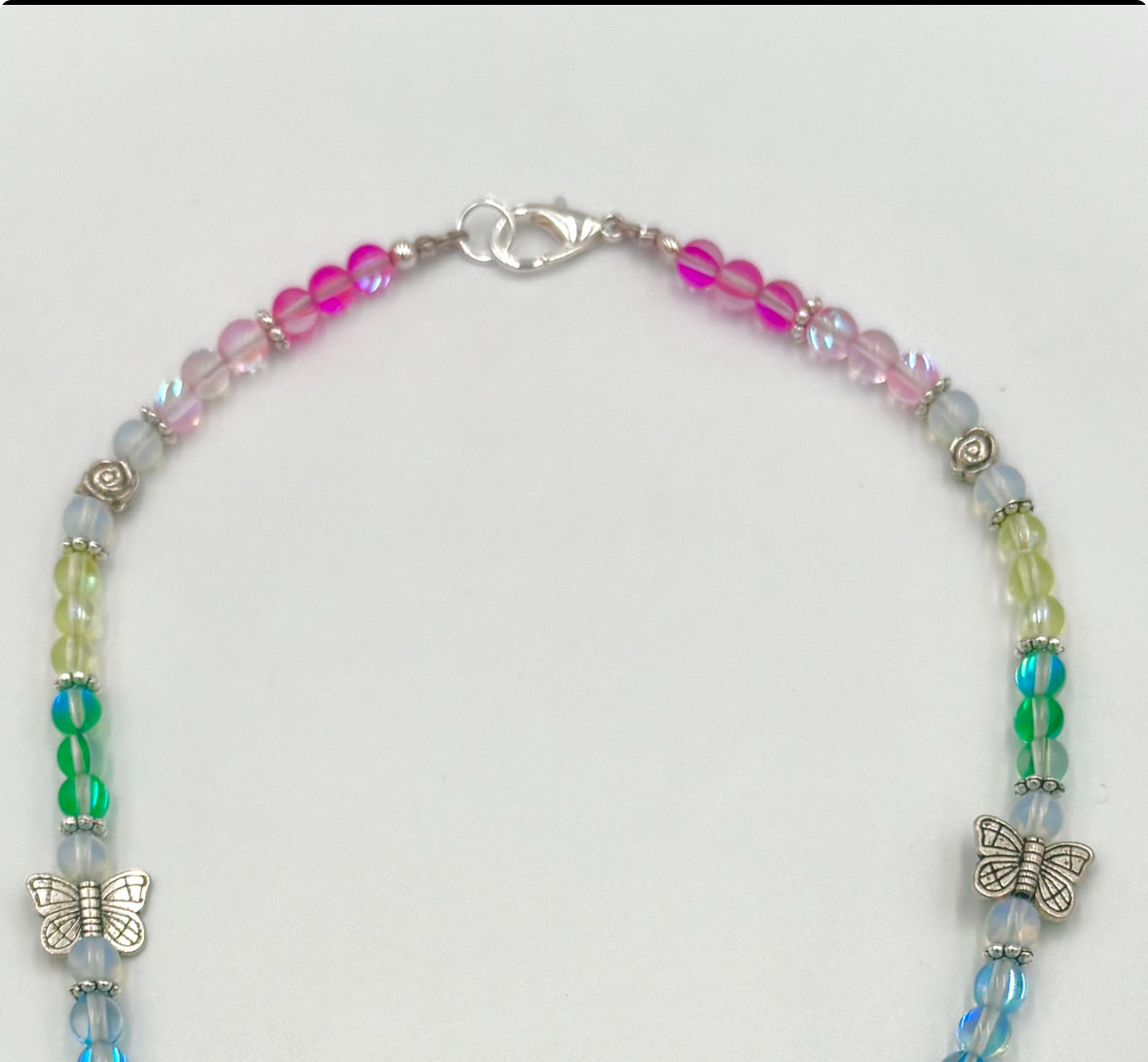 Rainbow Aura Quartz Necklace with Point