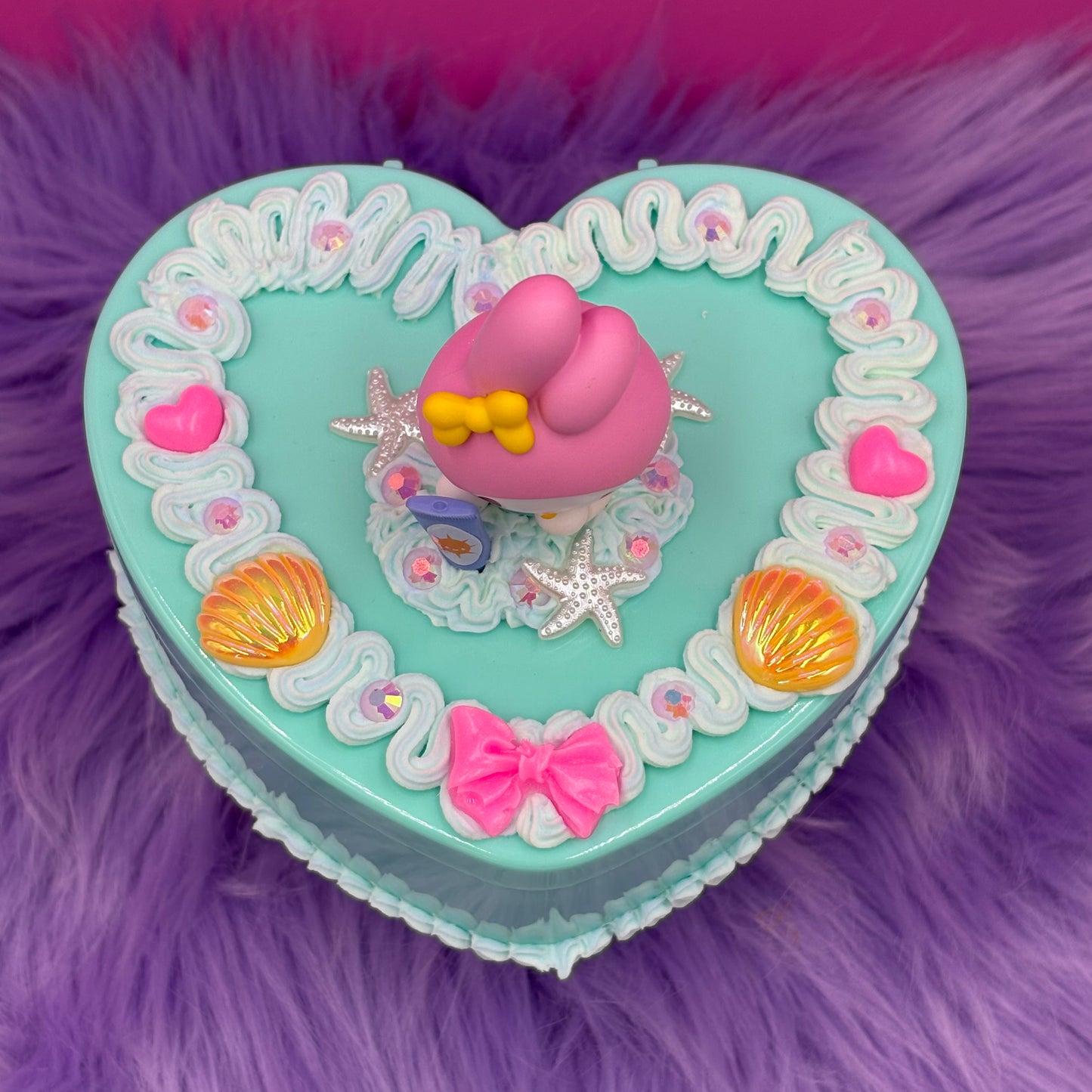 Beach Time Bunny Whipped Decoden Jewelry Box | Glow in the Dark | Kawaii Organizer