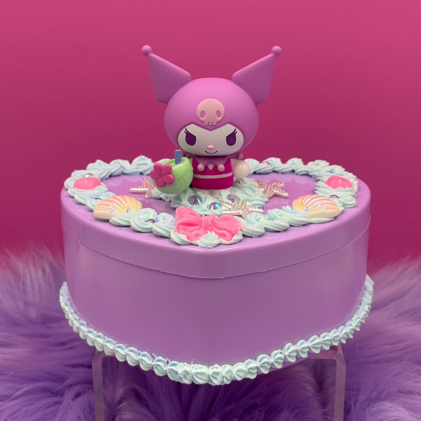 Beach Time Purple Bunny Whipped Decoden Jewelry Box | Glow in the Dark | Kawaii Organizer