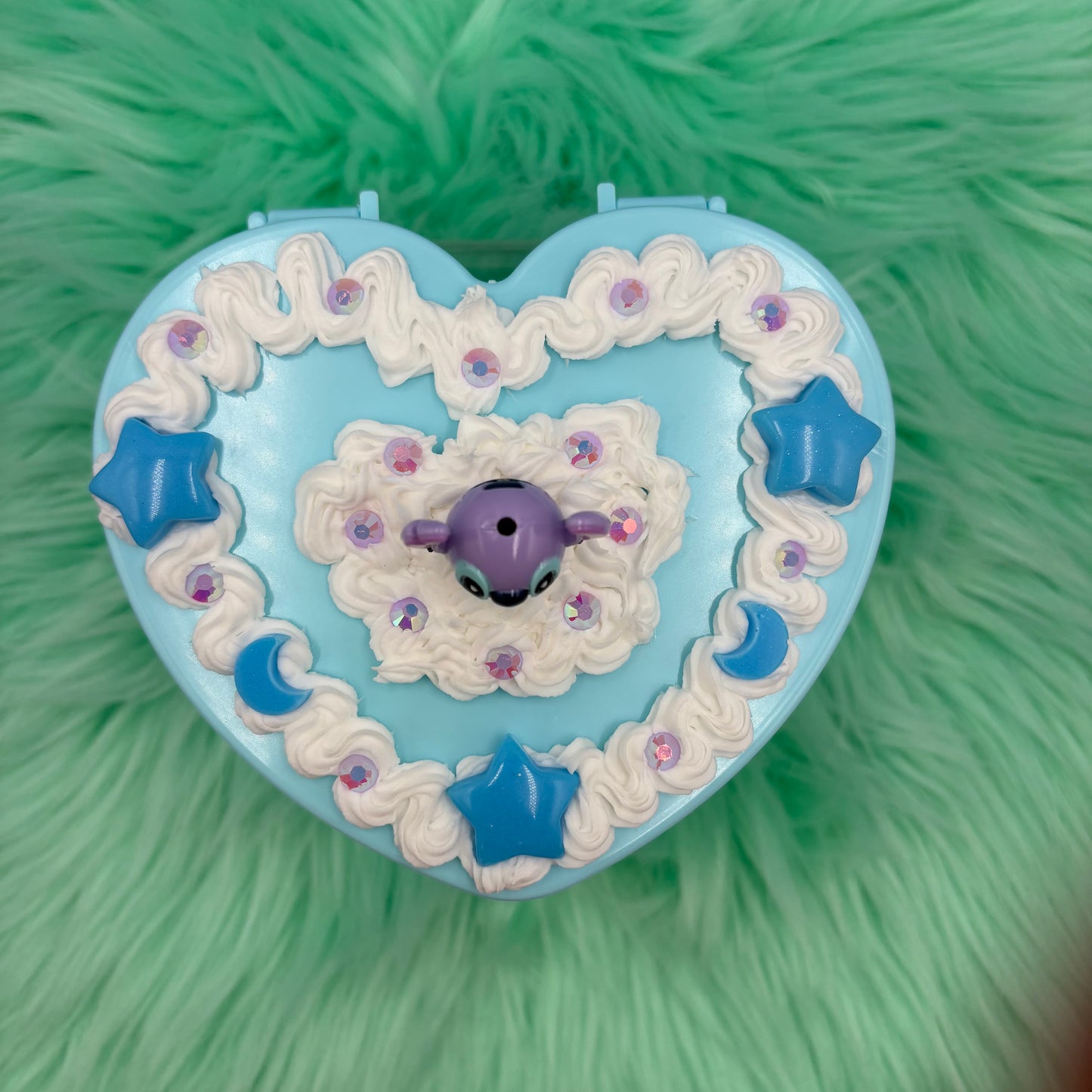 Handmade Purple Alien Whipped Decoden Heart Jewelry Box