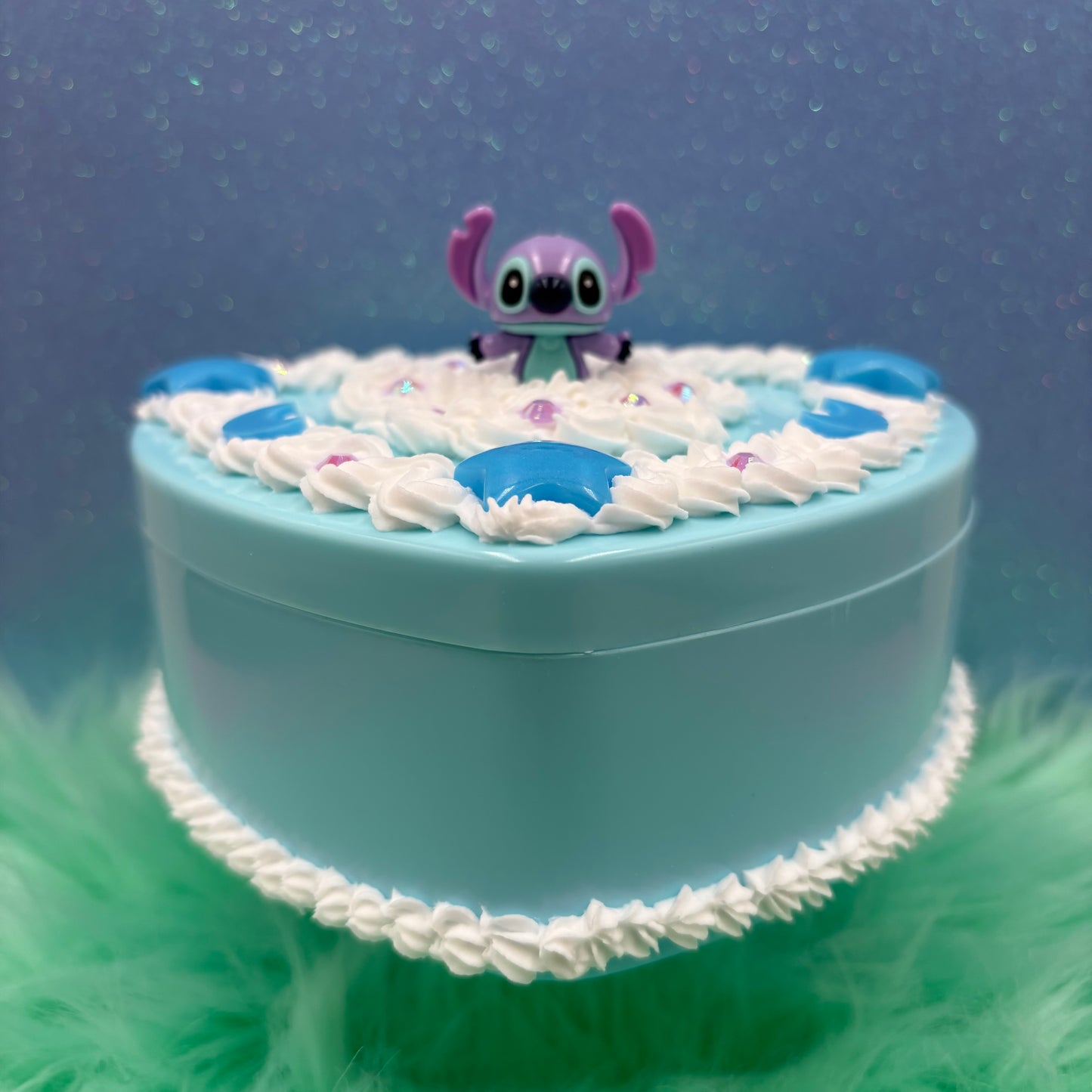 Handmade Purple Alien Whipped Decoden Heart Jewelry Box