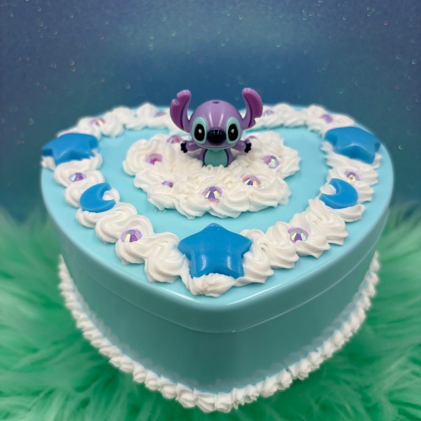 Handmade Purple Alien Whipped Decoden Heart Jewelry Box