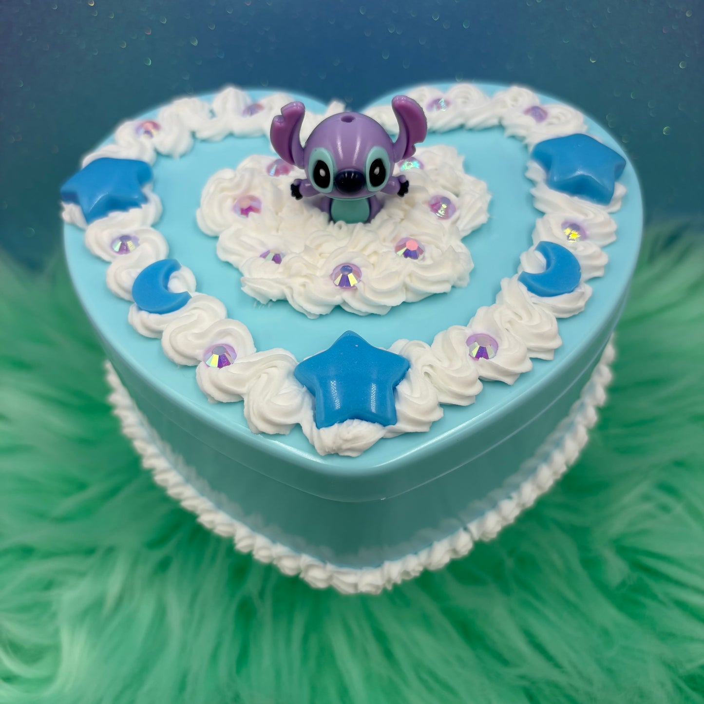 Handmade Purple Alien Whipped Decoden Heart Jewelry Box