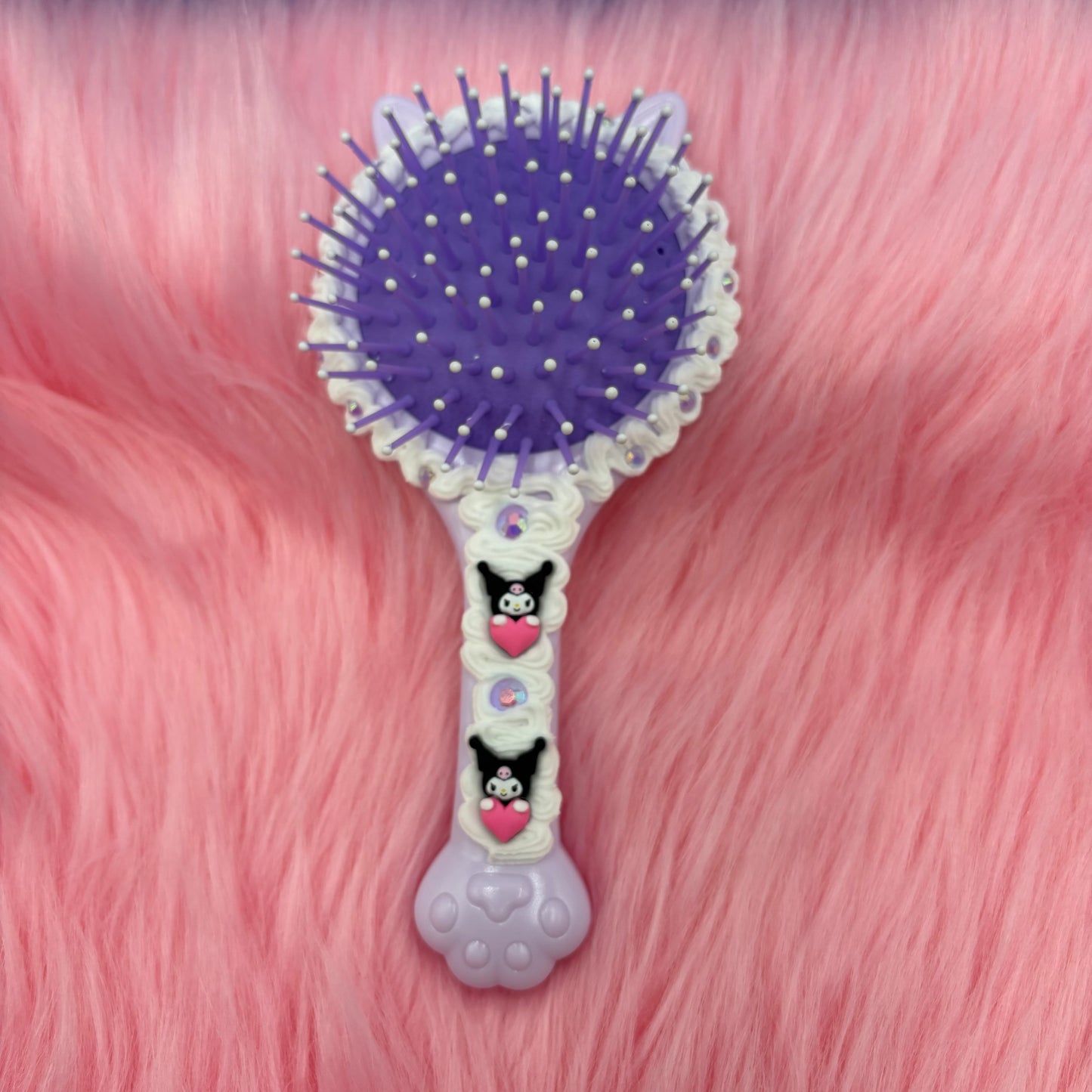 Kawaii Purple Bunny Whipped Decoden Mirror Hair Brush
