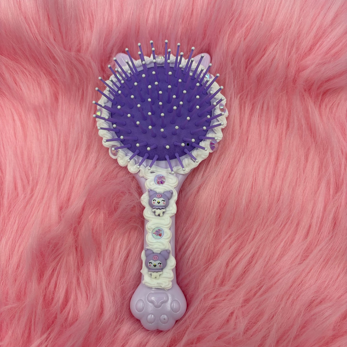 Pastel Purple Kawaii Bunny Mirror Hair Brush