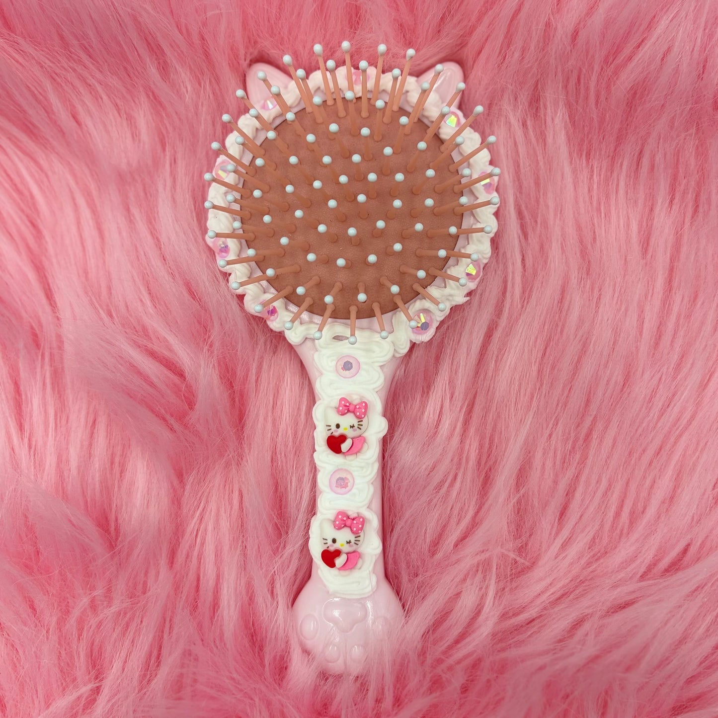 Candy Painted Kawaii Kitty Hair Brush with Mirror
