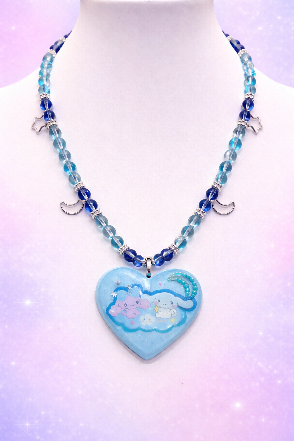 Celestial Kawaii Gemstone Necklace • Glow in the Dark Pendant