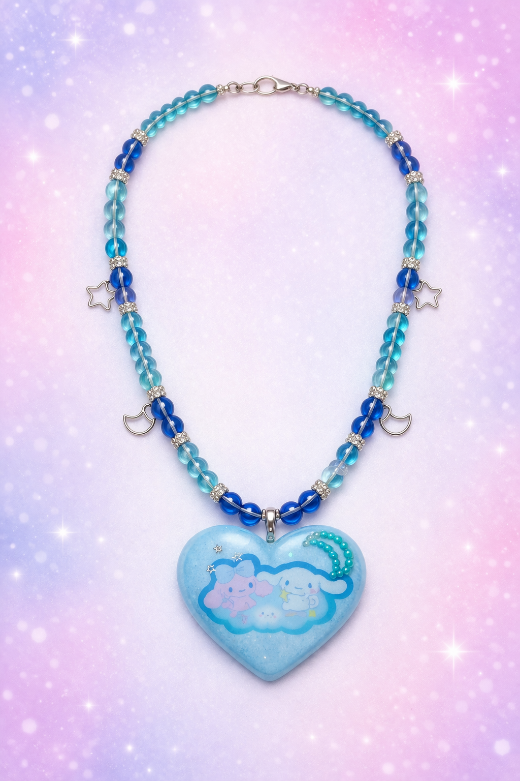 Celestial Kawaii Gemstone Necklace • Glow in the Dark Pendant
