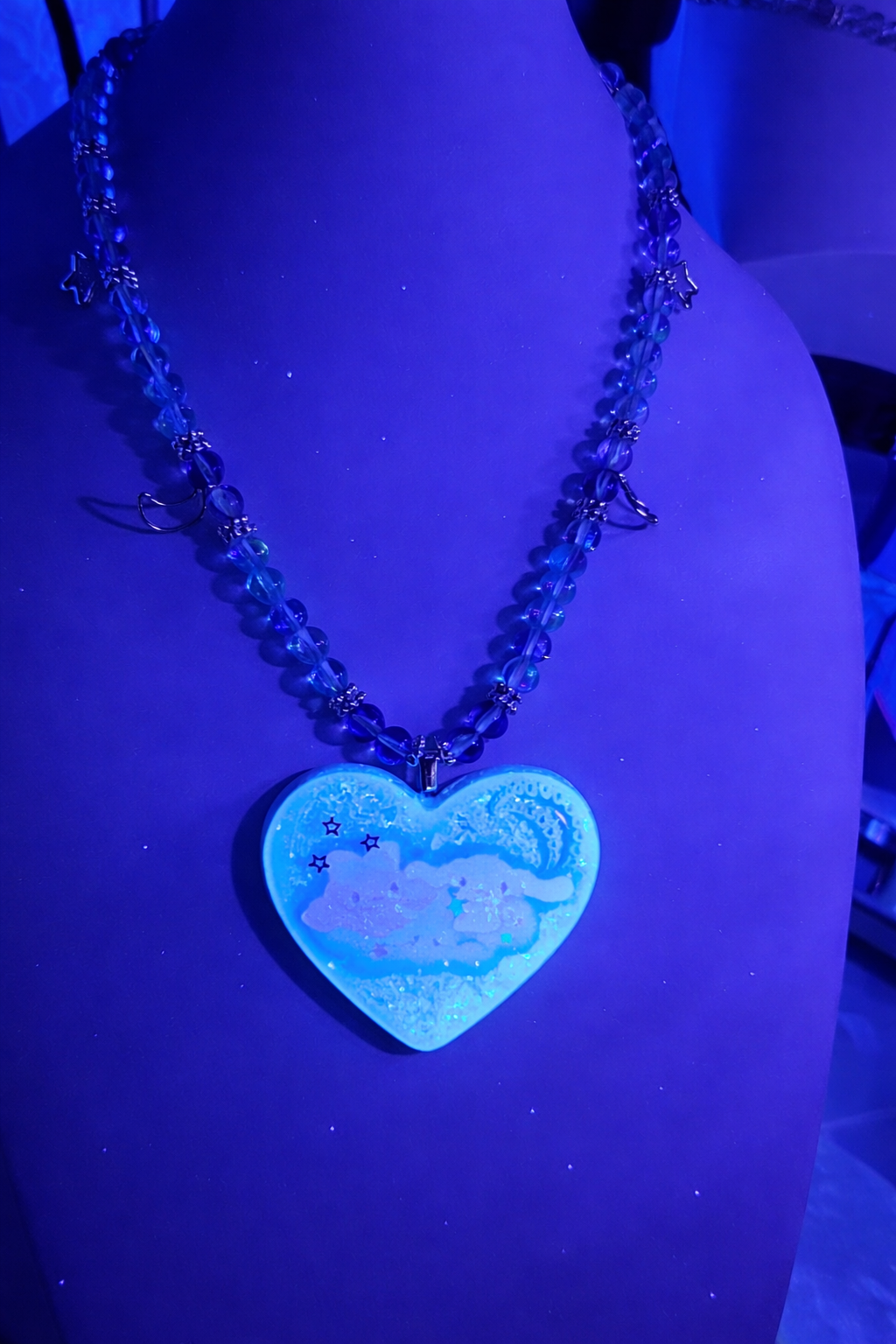 Celestial Kawaii Gemstone Necklace • Glow in the Dark Pendant