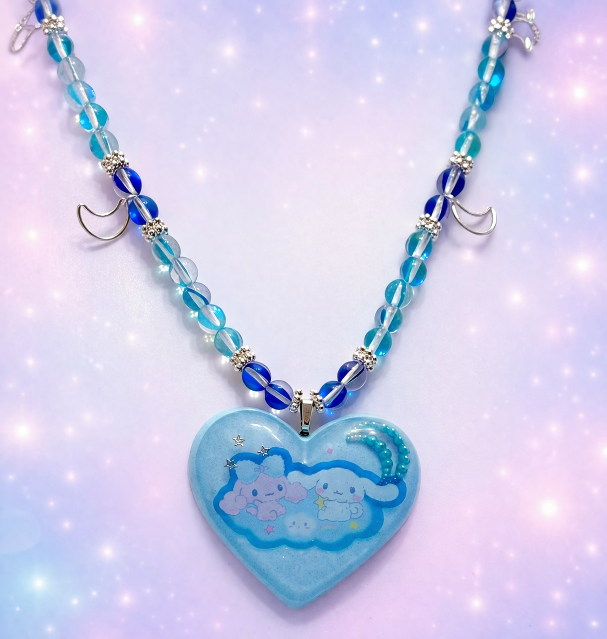Celestial Kawaii Gemstone Necklace • Glow in the Dark Pendant