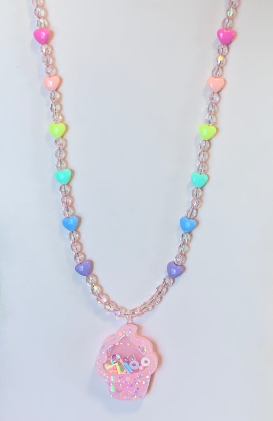 Kawaii Pink Cupcake Shaker Necklace