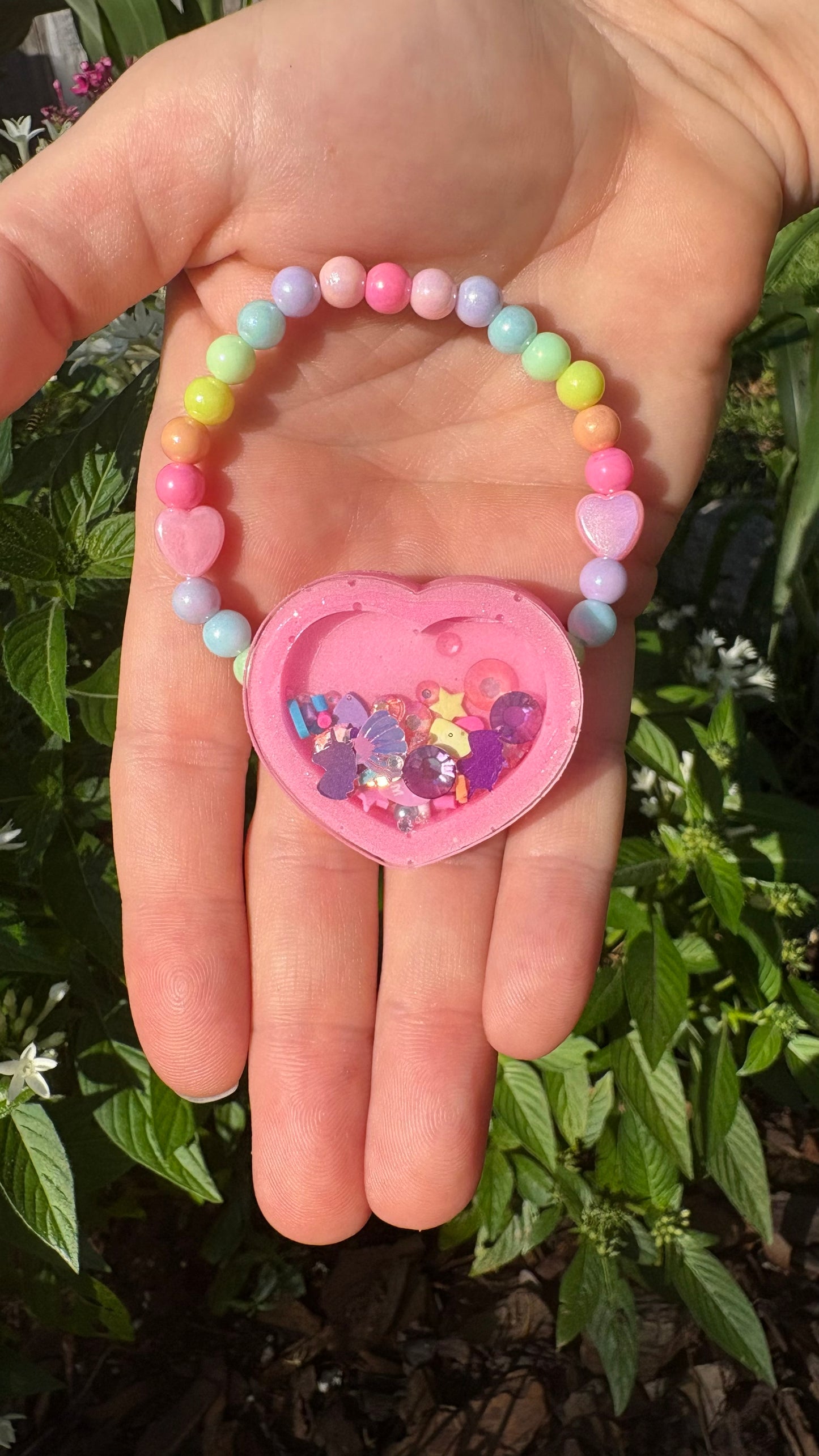 Pink Heart Shaker Bracelet