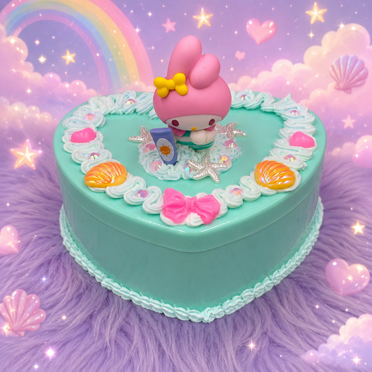 Beach Time Bunny Whipped Decoden Jewelry Box | Glow in the Dark | Kawaii Organizer